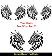 Dragon Pair Mirrored Black Vinyl Decals Car Windows Laptop Tumbler Tablet Mugs