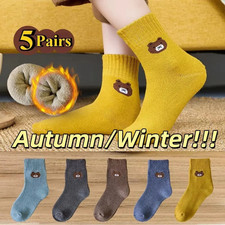5 Pairs Warm Plush Kids Socks Autumn And Winter Plush Thicken Toddler Boys Girls
