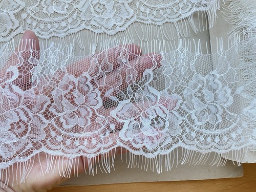 3 Yards Bright White Eyelash French Lace Trim for Sewing/Crafts/Lingerie/4" Wide - Picture 15 of 19