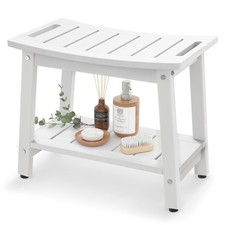 Shower Bench for Inside Shower - White HDPE Shower Stool Waterproof - Spa Bat...