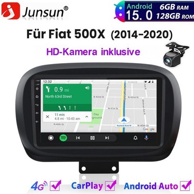 8Kern 6+128GB Für Fiat 500X 2014-2020 Android 15 Carplay Autoradio GPS NAVI CAM