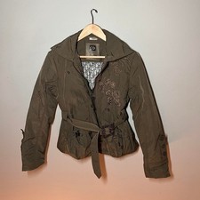 Christian Dior belted jacket with flowers and hardware in green color