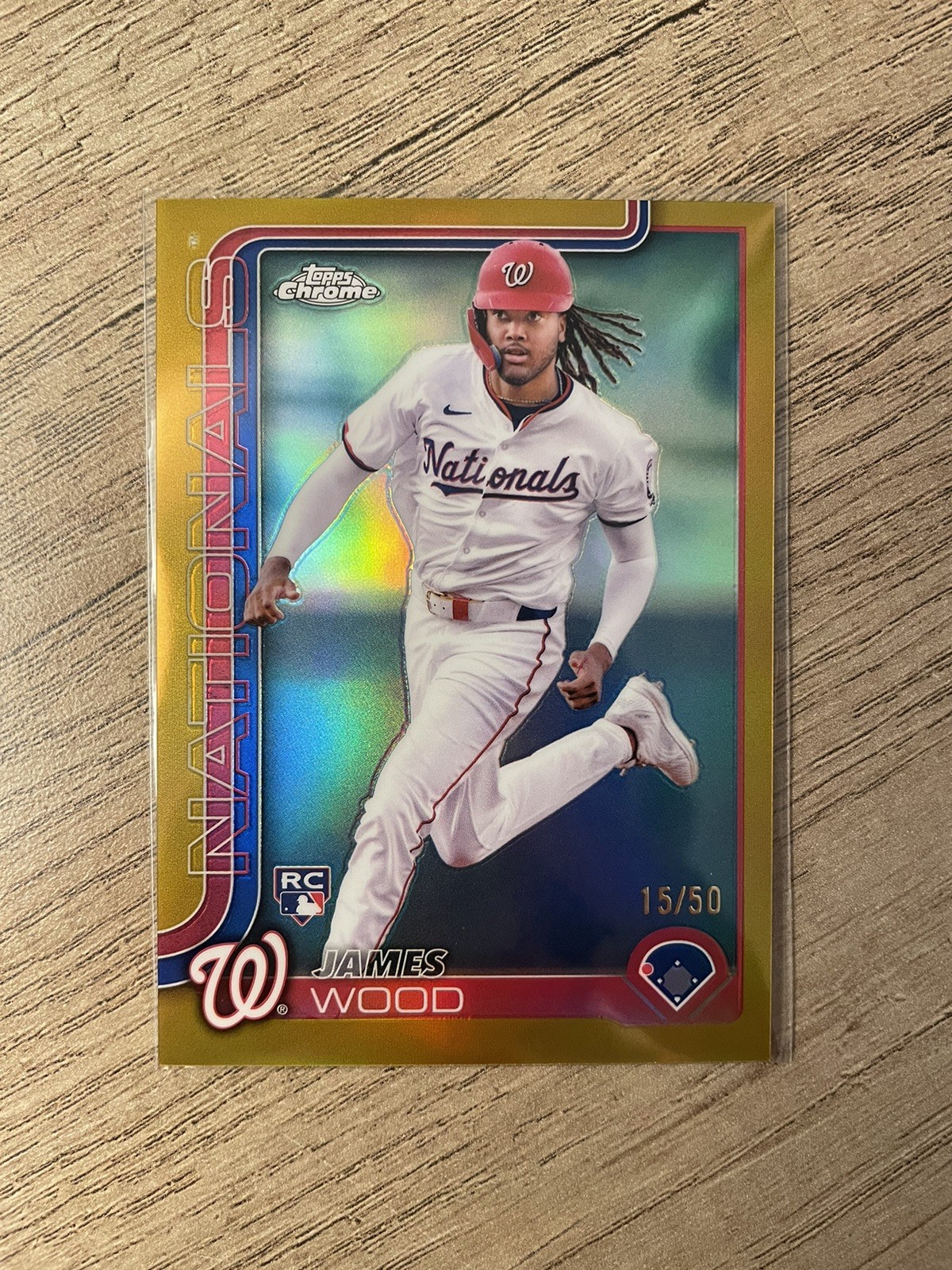 2025 Topps Chrome James Wood #132 Rookie RC TRUE GOLD Refractor /50 Nationals SP