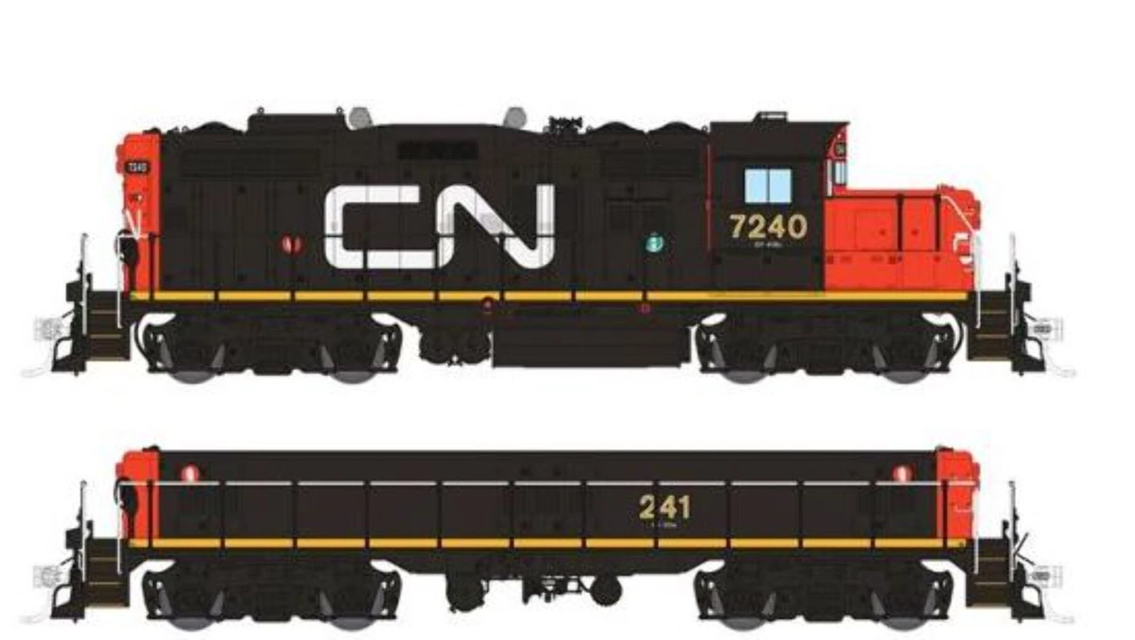 Cn7200 Ohmega Rear Rapido 041015 HO Scale GP9rm Mother + Slug Canadian National