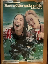 VINTAGE “Have a Coke and a Smile” Summer Original Retail Promo Poster 20x30