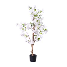 Lifelike Artificial Trees Bougainvillea with Natural Wood Trunks, Silk Faux B...