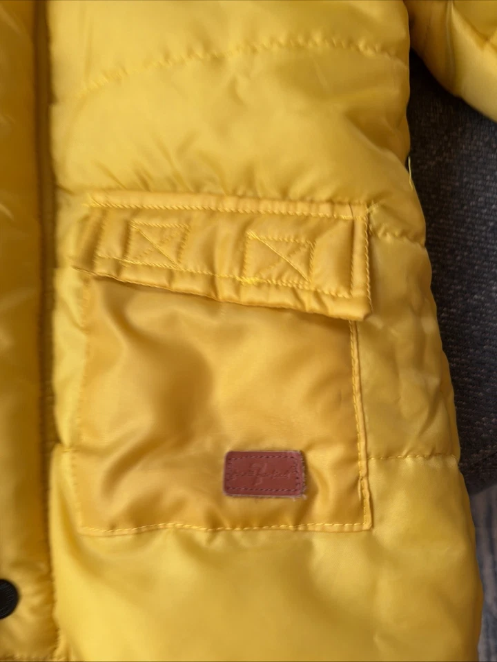 7 For All Mankind Toddler Yellow Winter Puffer Coat With Faux Fur Hood 3T NWOT - Image 4 of 4