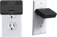 3-Way Flat Wall Outlet Extender & Splitter, 2-Prong Swivel Mini Plug - Safe AC A