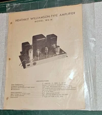 Heathkit Williamson-Type Amplifier W4-M Specification Sheet and Schematic