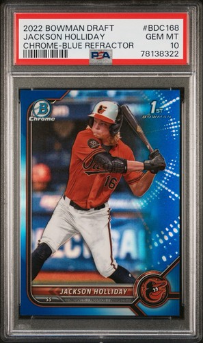 2022 Bowman Chrome JACKSON HOLLIDAY True Blue Refractor  /150 Rookie RC PSA 10