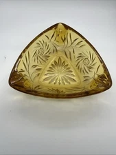 Hazel Atlas Amber Triangular glass ashtray