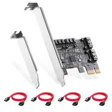 PCIE to SATA Card 4 Port 6Gbps SATA 3.0 Controller 4 Cables Bracket Win10