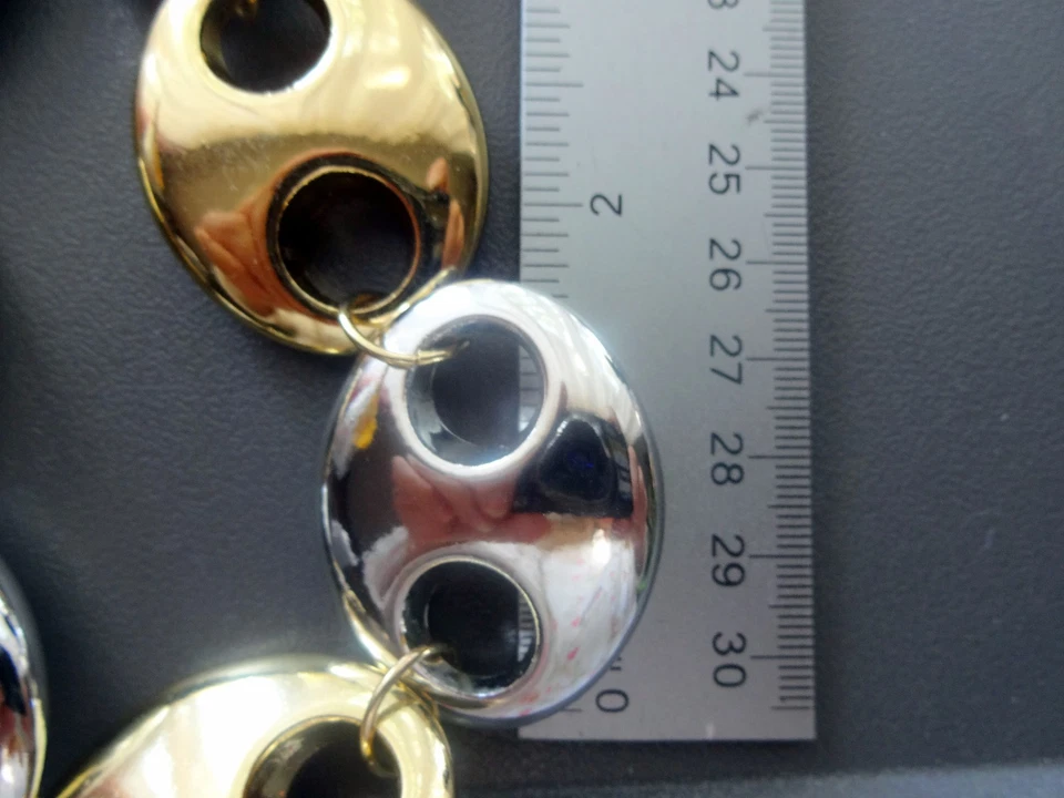 Audaz Moda Tendencia Tono Dorado y Plata Nariz de Cerdo Café Frijol Náutico Enorme Collar Foto 2 de 4