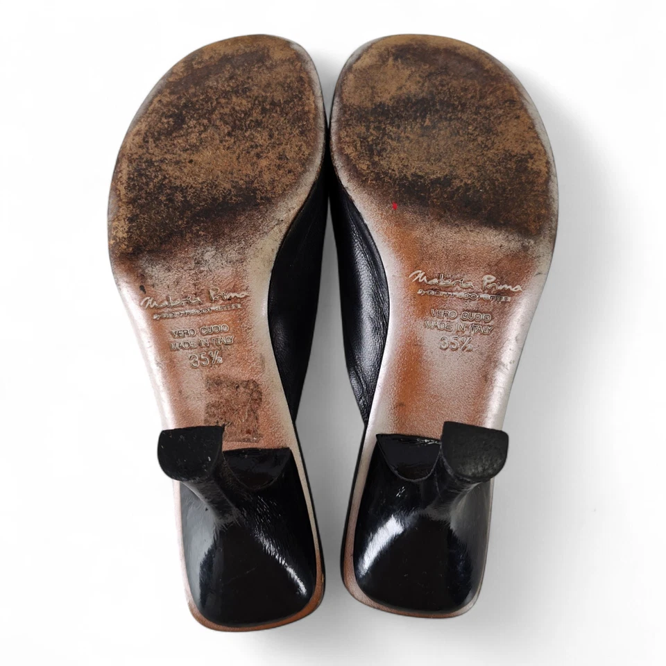 Materia Prima Goffredo Fantini Black Leather Mules 35.5 Made in Italy Heels - Image 2 of 4