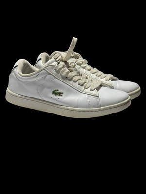 Lacoste Carnaby Evo White Leather Lace Up Sneakers Shoes Womens Size 55 Trainers