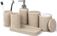 6-Piece Bathroom Accessories Set, Bathroom Accessory Set with Soap Dispenser, To
