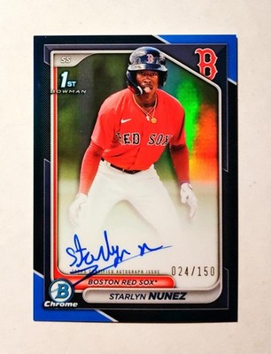 Starlyn Nunez 2024 1st Bowman Chrome AUTO Prospect BLUE REFRACTOR 024/150 z1
