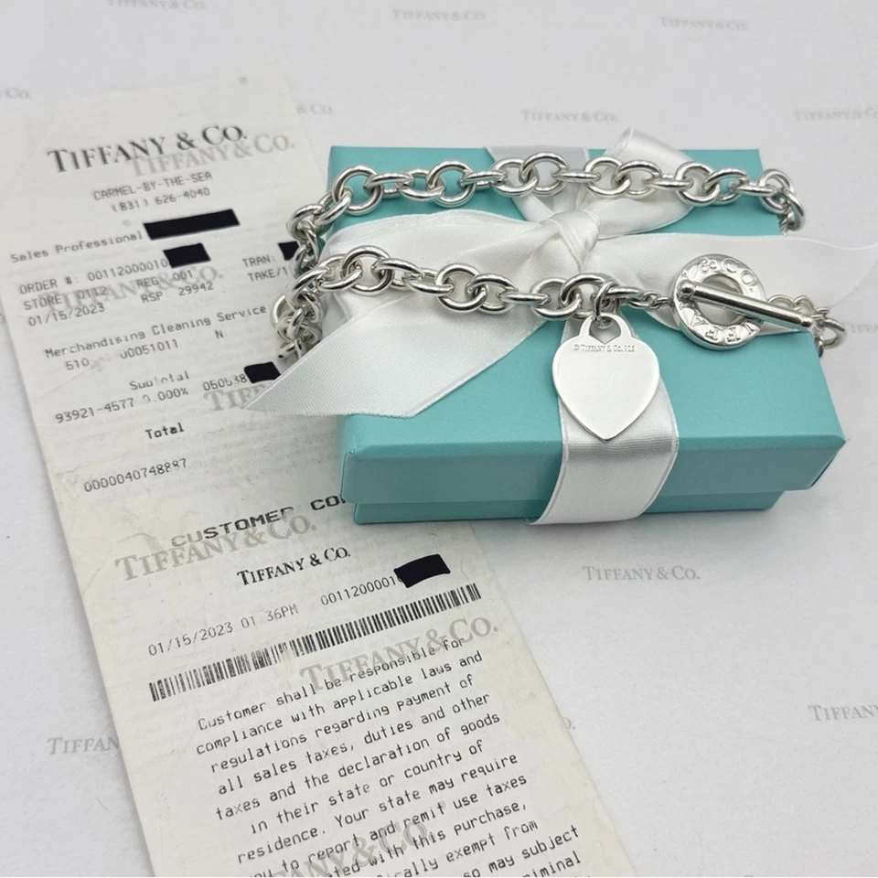 Collar Tiffany & Co. Corazón Etiqueta Palanca Plata de Ley 925 con Bolsa de Regalo y Caja Foto 3 de 4