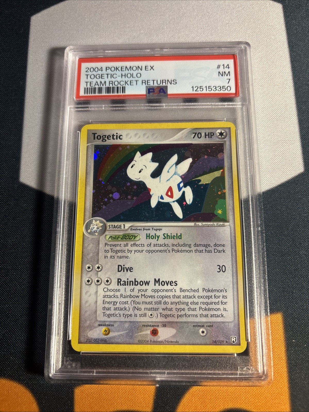 2004 POKEMON EX TEAM ROCKET RETURNS TOGETIC #14 HOLO PSA 7 Swirl!