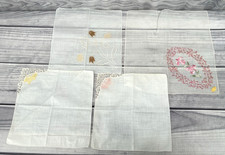 LOT OF 4 VINTAGE EMBROIDERED HANKERCHIEFS - FLORAL / BUTTERFLIES    10