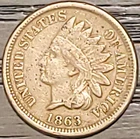 1863 1C BN INDIAN HEAD CENT CN IN FINE CONDITION