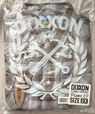 Dixxon Pismo 2.0 Men's Plaid Flannel Button-Up Shirt Long Sleeve 2X Gray Blue
