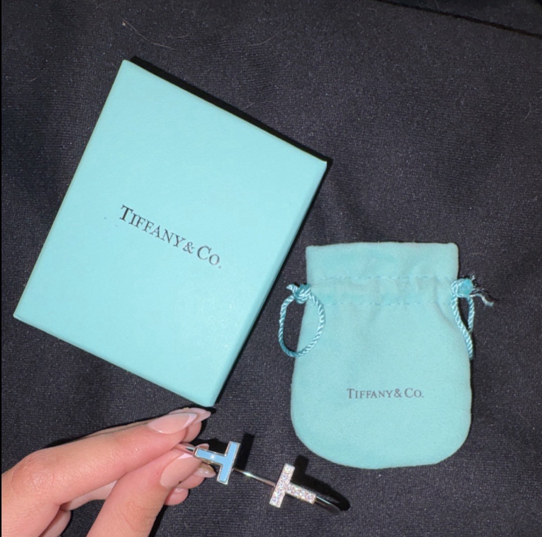 Tiffany & Co. Tiffany T Wire Diamond Turquoise Bracelet 18k White
