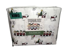 Berkshire PEANUTS Charlie Brown Snoopy CHRISTMAS CAROLING KING SHEET Set NIP
