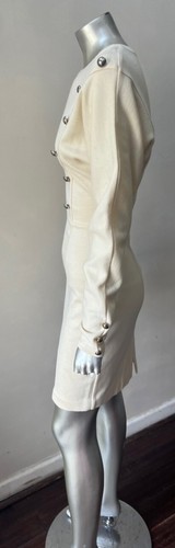 Suéter Doble Pecho Dolman Retro Manga Larga Tejido Lana Crema Marfil Vestido S - Imagen 4 de 5