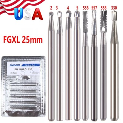 5-50pcs Dental Carbide Surgical Round Burs FG Long Surgery Friction Grip 25mm