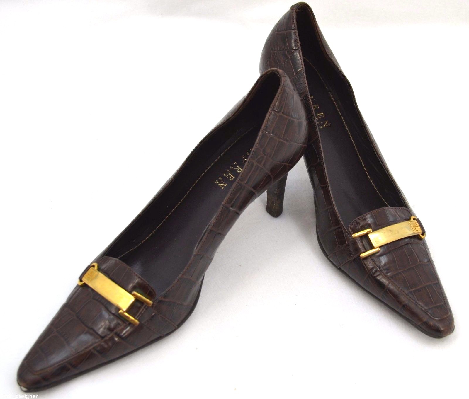 RALPH LAUREN RLL Heels Brown Croc 