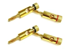 4pc Screw On Audio Gold Plated 18- 8GA Wire Connector Banana Plug Jack Open End
