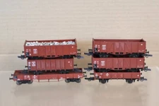 FLEISCHMANN RAKE of 6 DB DR BROWN OPEN MINEARAL & SCRAP WAGON ol