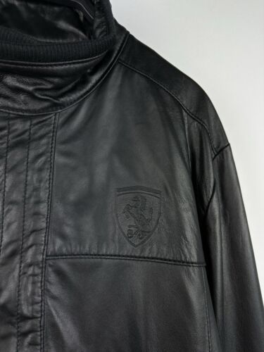 Vintage Puma Ferrari 10th Anniversary Partnership Black Leather Jacket Men’s XL - Picture 4 of 21