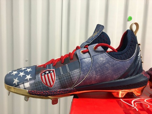 Under Armour Harper 5 Low USA ST Blue Red White Gold Metal Cleats 16 3023496 400 - Picture 13 of 18