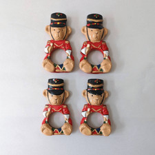 Vintage Ceramic Crafts Teddy Bear Drum Band Napkin Rings Multicolor Size 4.25"