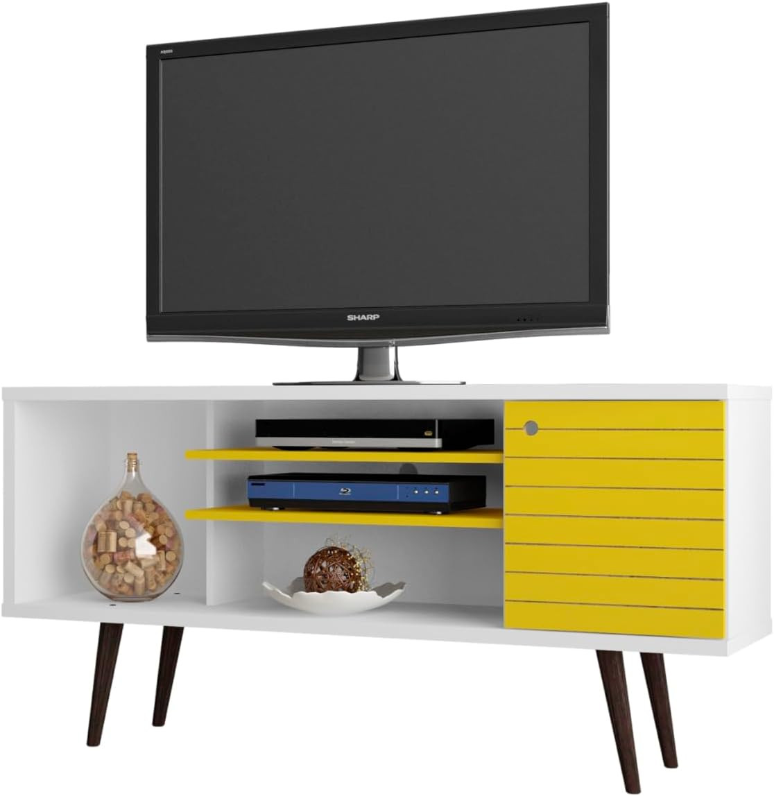 For 50" Tvs - White/yellow Entertainment Center