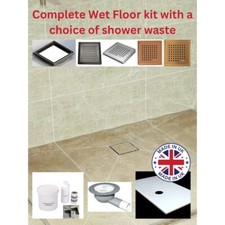 Wet Room Shower Tray Floor Walk In Stone Base, Kit & Tiled Waste 1800x850x22mm