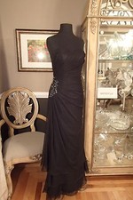 A1048 VM COLLECTION MORI LEE 70206 BLACK SZ 4 460 FORMAL PARTY DRESS GOWN
