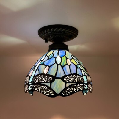 Fixtures Dimmable Tiffany Dragonfly Ceiling Light Tiffany Style