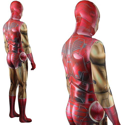 Iron Man Bodysuit Superhero Jumpsuit Halloween Cosplay Suits Costume Adult Kids - Picture 15 of 17