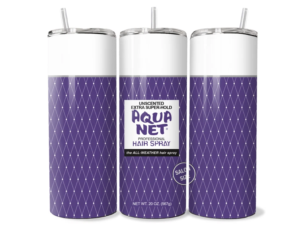 Tumbler Aqua Net Professional Hair Spray with Straw 20oz for Hot and Cold Drink