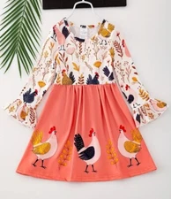 NEW Boutique Farm Chicken Girls Long Sleeve Dress