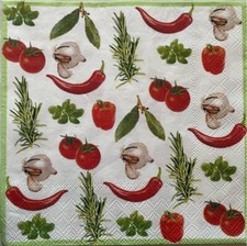 4 paper napkins Vegetables Chilli Peppres Tomatoes Garlic For decoupage 33x33