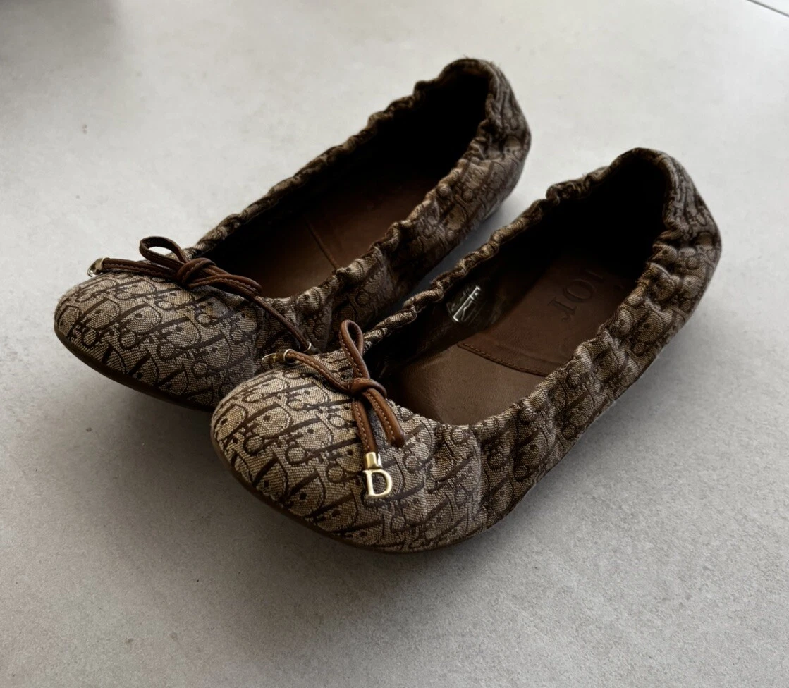 Ballerines en toile motif Christian Dior Diorissimo