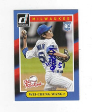 Signed Wei-Chung Wang Milwaukee Brewers 2014 Donruss The Rookies Card #29 w/COA