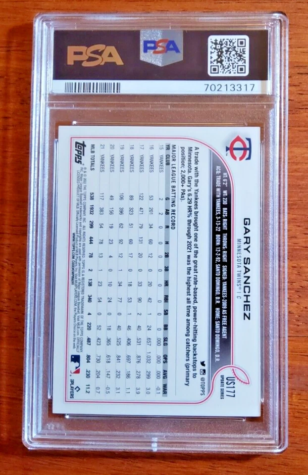 2022 Topps Update GARY SANCHEZ #US177 Rainbow Foil PSA 10 Gem Mint - Image 2 of 2