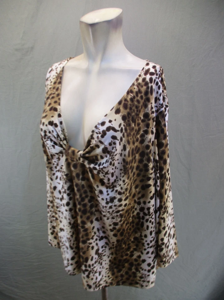 Top GEORGE Talla 26W/28W Mujer Animal Elastizado Fluido Manga Larga 539 Foto 3 de 4