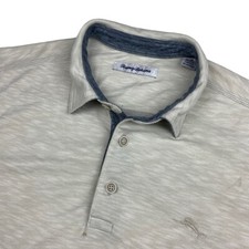 Tommy Bahama Tencel/Polyester Blend Men's Short Sleeve Polo Shirt Beige   Medium