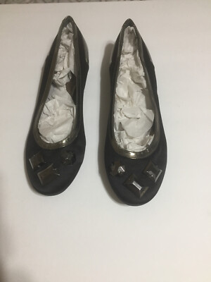 BURBERRY LEATHER FLAT BALLERINA SHOES SIZE 38 black